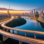 Home 11 토목공학과 건축공학의 차이 - The Resilient Cityscape - A Civil Engineering Vision**
A dynamic, wide-angle shot of a sprawling, fu...