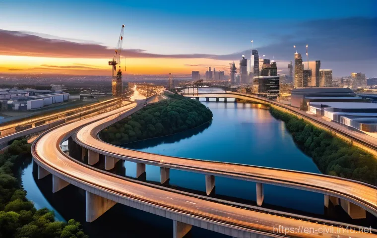 토목공학과 건축공학의 차이 - The Resilient Cityscape - A Civil Engineering Vision**
A dynamic, wide-angle shot of a sprawling, fu...