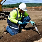 Home 9 토목공학에서 토질시험의 중요성 - **Prompt: Geotechnical Site Investigation in Action**
A diverse team of professional civil engin...