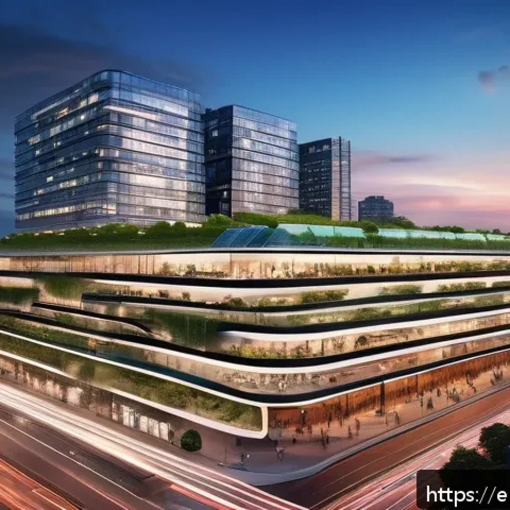 토목공학의 주요 해외 취업국 - A bustling futuristic cityscape showcasing a thriving urban hub at dusk, featuring sleek skyscrapers...