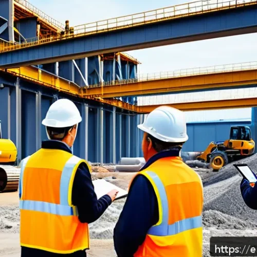 토목공학자의 프로젝트 관리 사례 - A modern civil engineering project site bustling with activity, showing a diverse team of constructi...