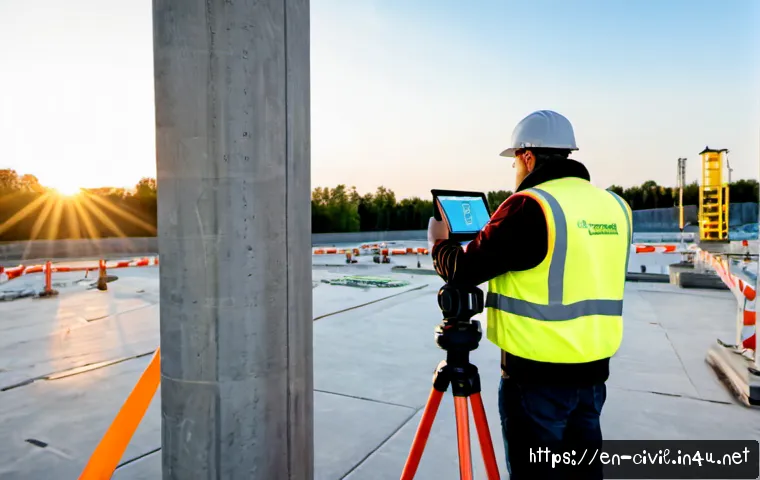 토목공학에서 측량장비의 최신 기술 - Photorealistic civil engineering survey scene at a modern urban bridge construction site, a professi...